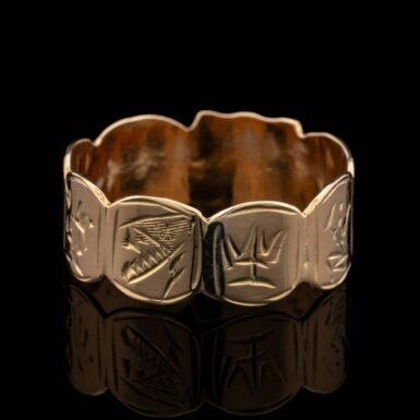 Vintage Japanese Engraved Wedding Band in 14K