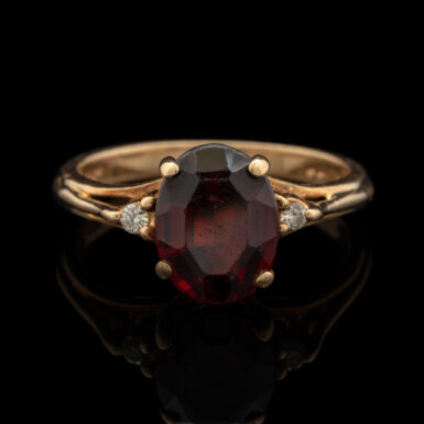 Pre-Owned Garnet & Diamond Ring in 14K