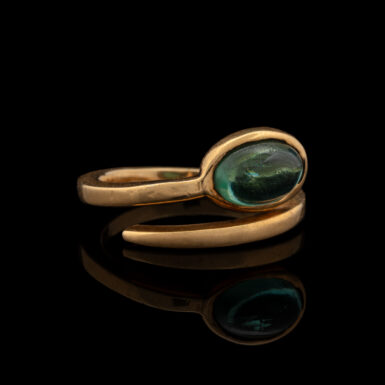 Pre-Owned Handmade 18K Tourmaline Snake Ring