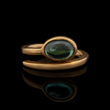 Pre-Owned Handmade 18K Tourmaline Snake Ring