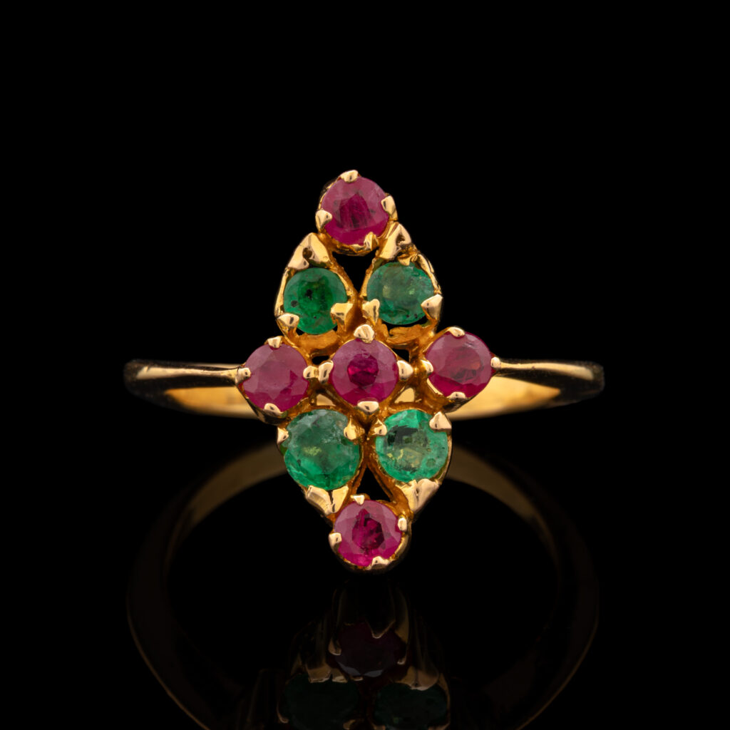 Pre-Owned Emerald & Ruby Ring in 18K