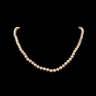 Vintage Pearl Necklace with 14K & Sapphire Clasp