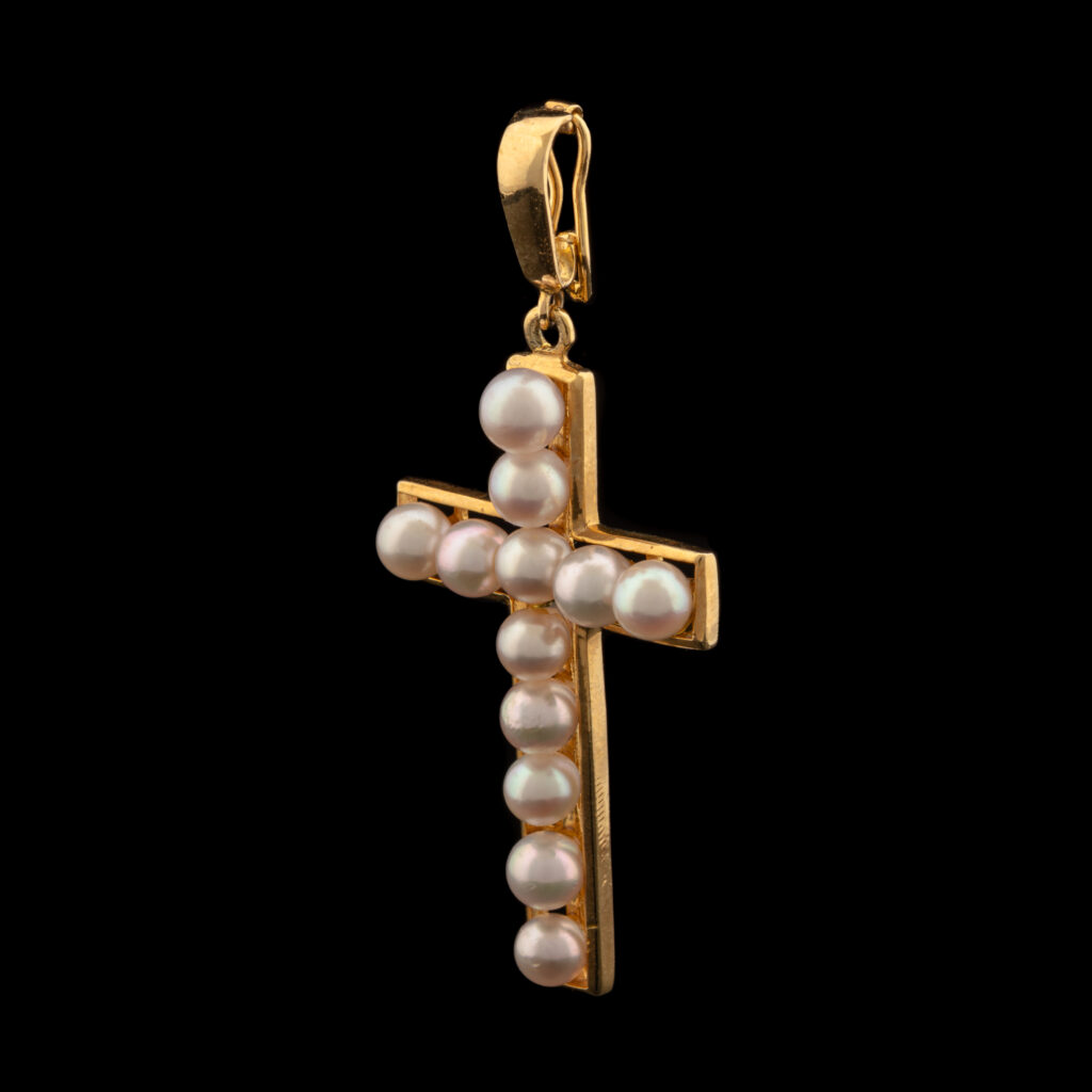 Pre-Owned 14K Akoya Pearl Cross Pendant