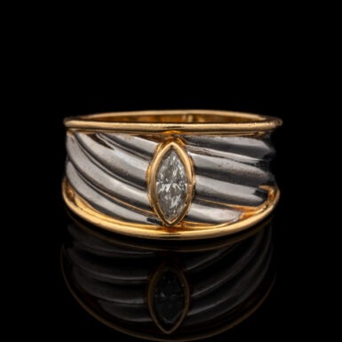 Pre-Owned Wide Band with Bezel Set Marquise Diamond in 18K