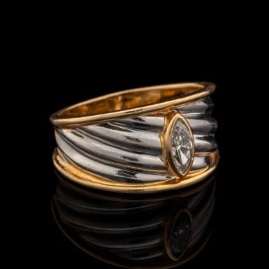 Pre-Owned Wide Band with Bezel Set Marquise Diamond in 18K