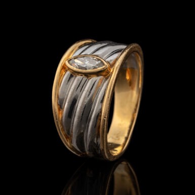 Pre-Owned Wide Band with Bezel Set Marquise Diamond in 18K