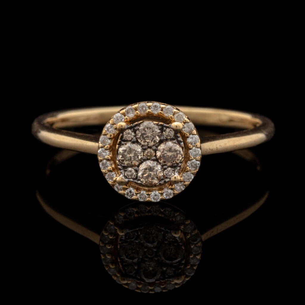 Pre-Owned Cognac & White Diamond Ring in 10K
