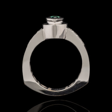Pre-Owned Green & White Diamond Ring in 16K White Gold
