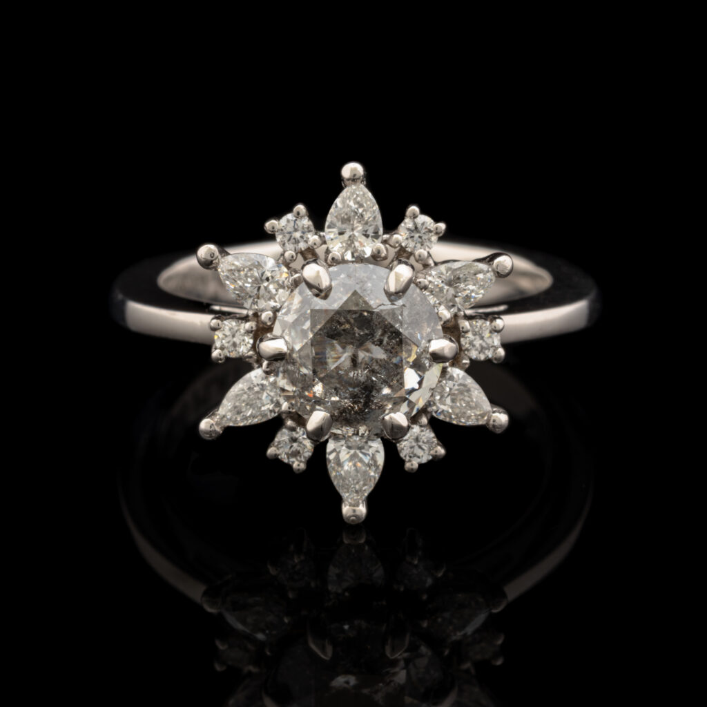 Pre-Owned 1.34 Carat tw Salt & Pepper Diamond Ring in Platinum