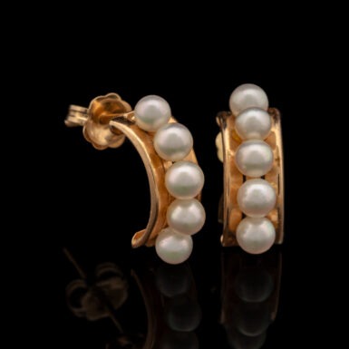 Pre-Owned 14K Pearl Half Hoop Earrings