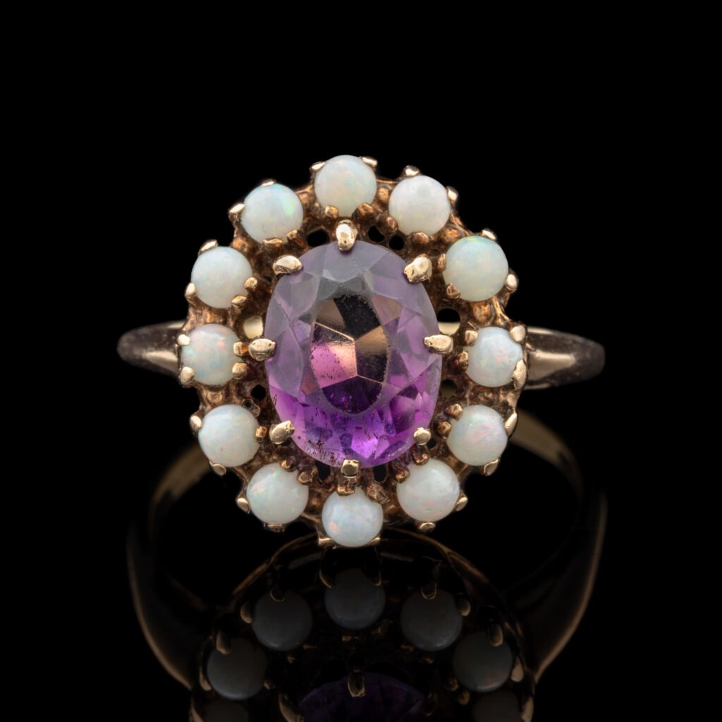Vintage Amethyst & Opal Ring in 14K