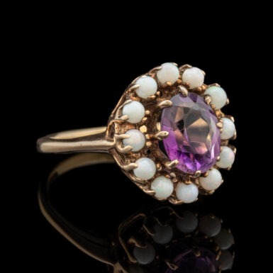 Vintage Amethyst & Opal Ring in 14K
