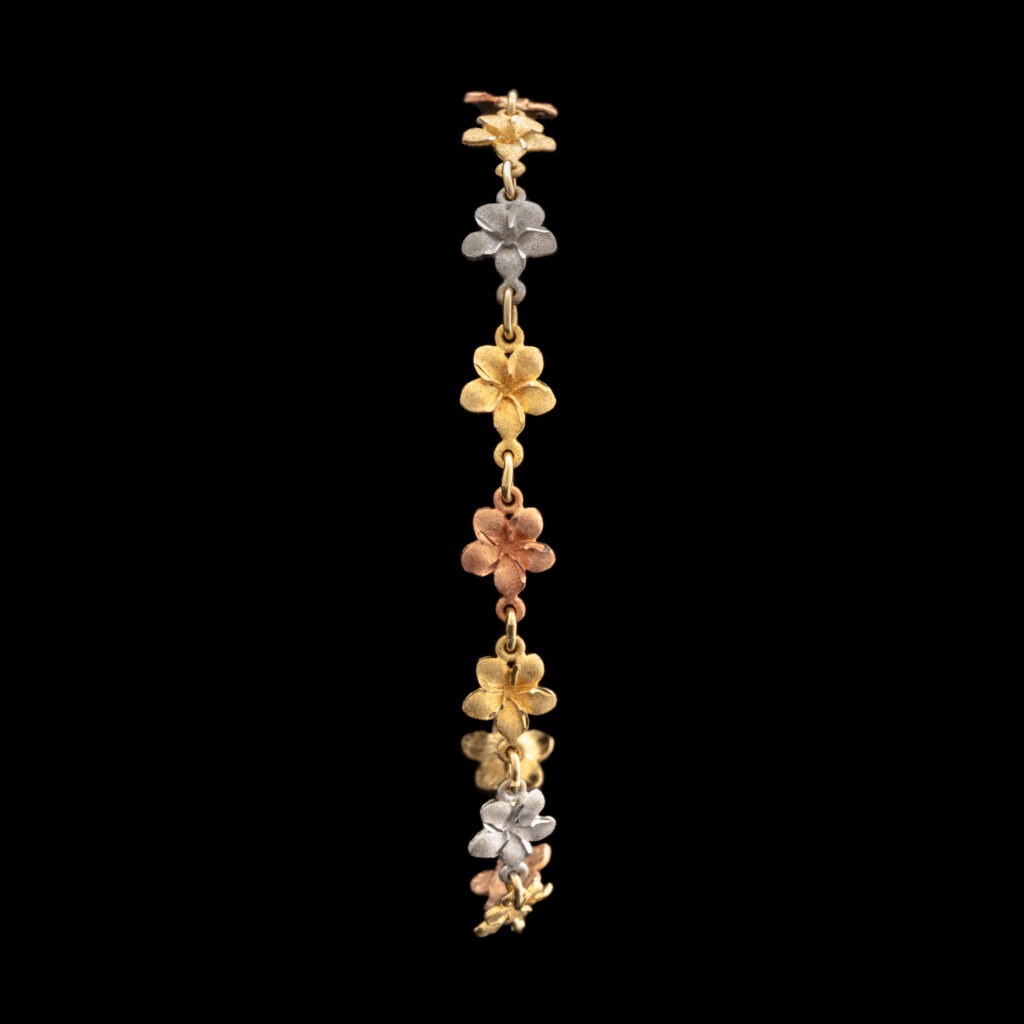 Pre-Owned Tri-Colored 14K Gold Flower Bracelet