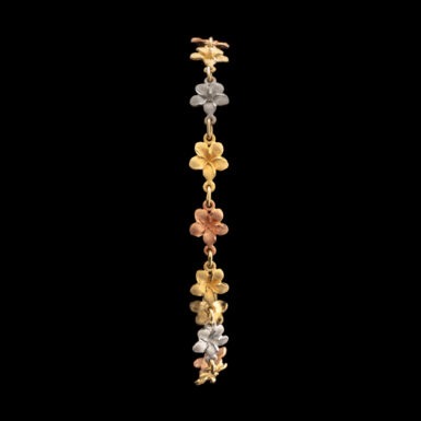 Pre-Owned Tri-Colored 14K Gold Flower Bracelet
