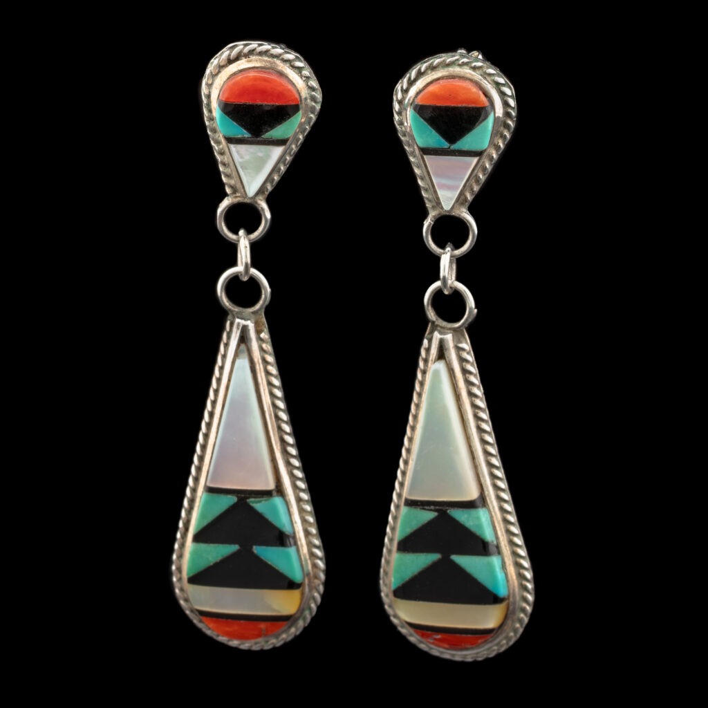 Zuni Pre-Owned Pendant Earrings in Sterling Silver