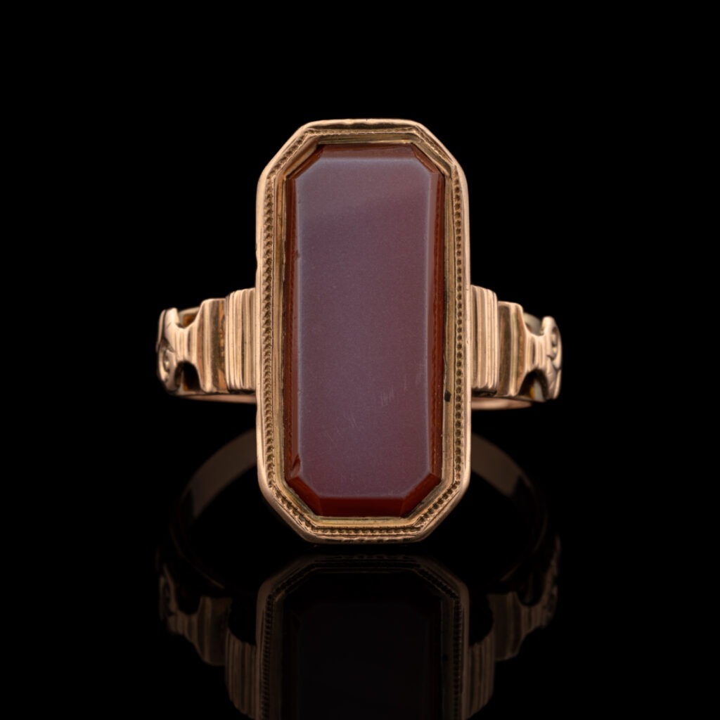 Antique Banded Agate Ring in 14K Rose Gold