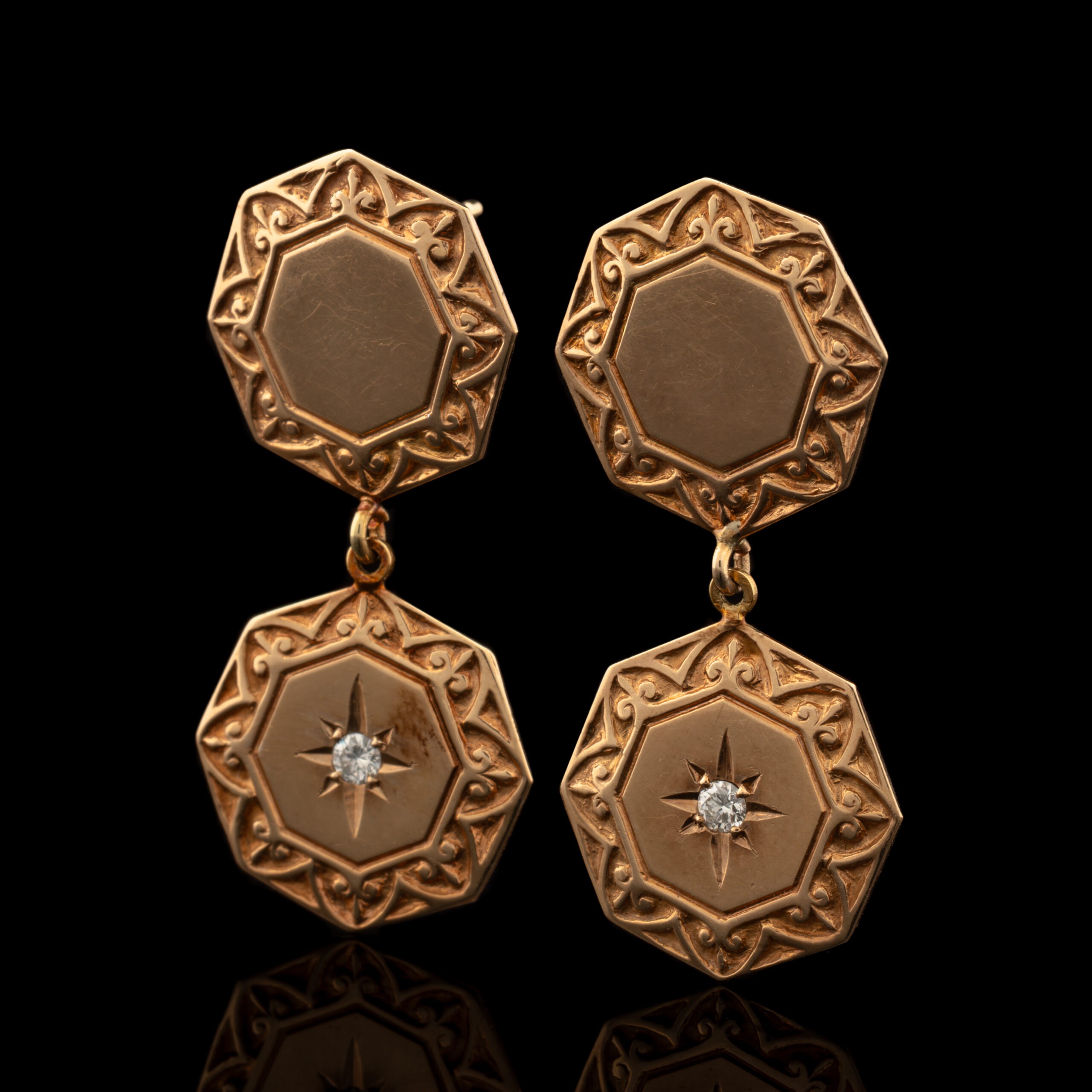 Pre-Owned Vintage Style Diamond Cufflink Earrings