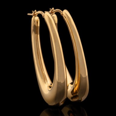 Pre-Owned Oval Hoop Earrings in 14K