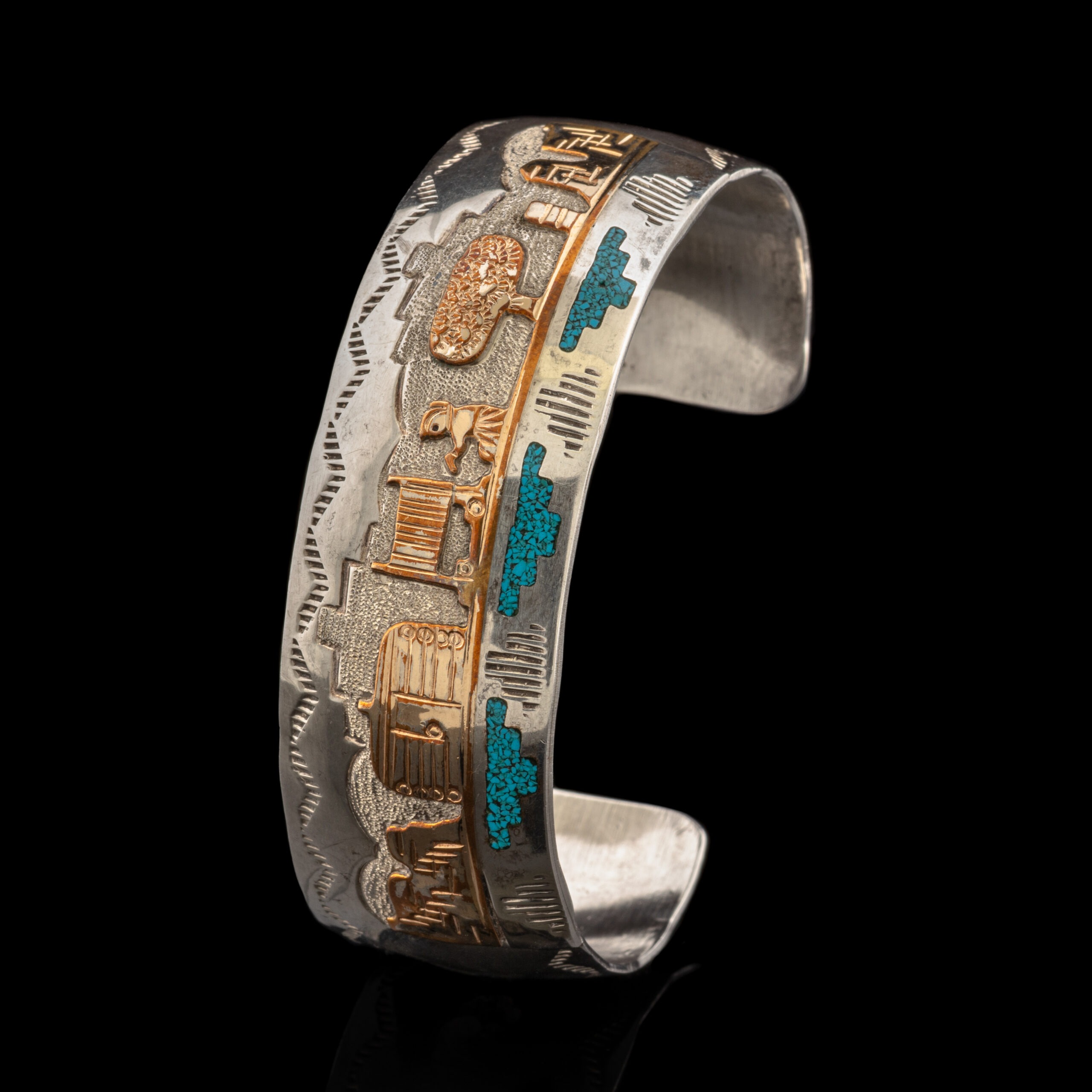 Pre-Owned Hopi Village Bracelet in Sterling Silver & 12K Gold