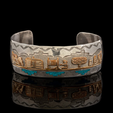 Pre-Owned Hopi Village Bracelet in Sterling Silver & 12K Gold
