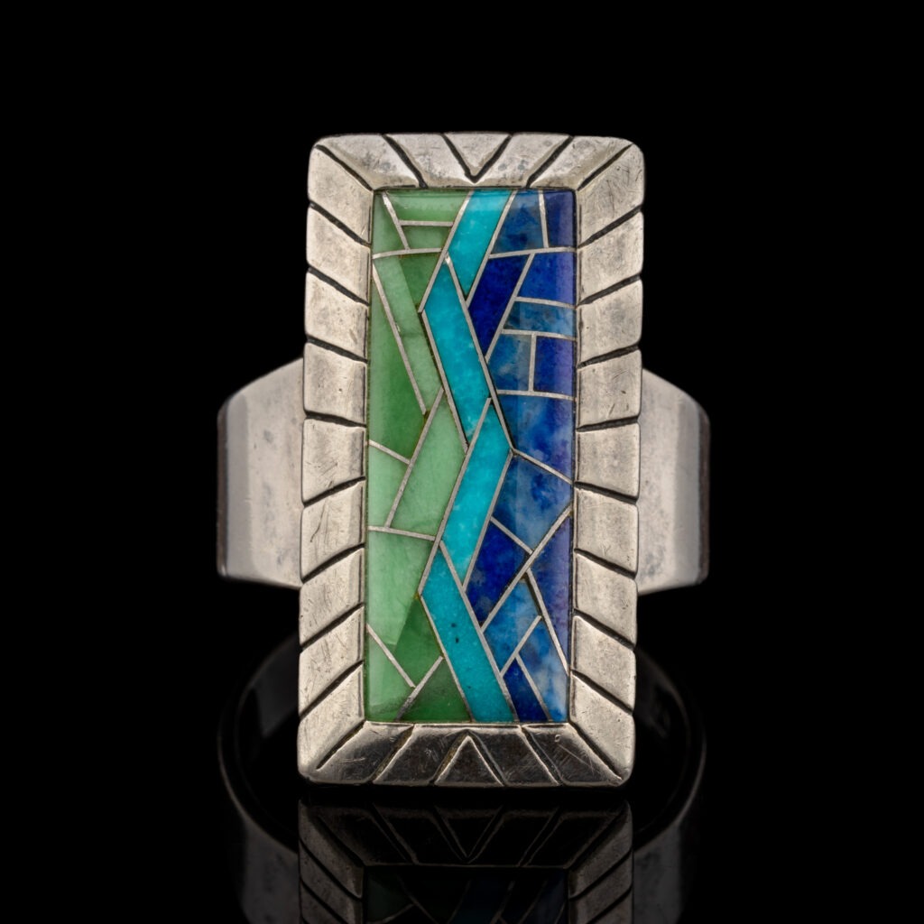 Pre-Owned Native American Ring with Inlaid Gemstones