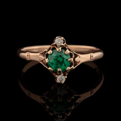Antique Green Doublet & Diamond Ring in 10K Rose Gold
