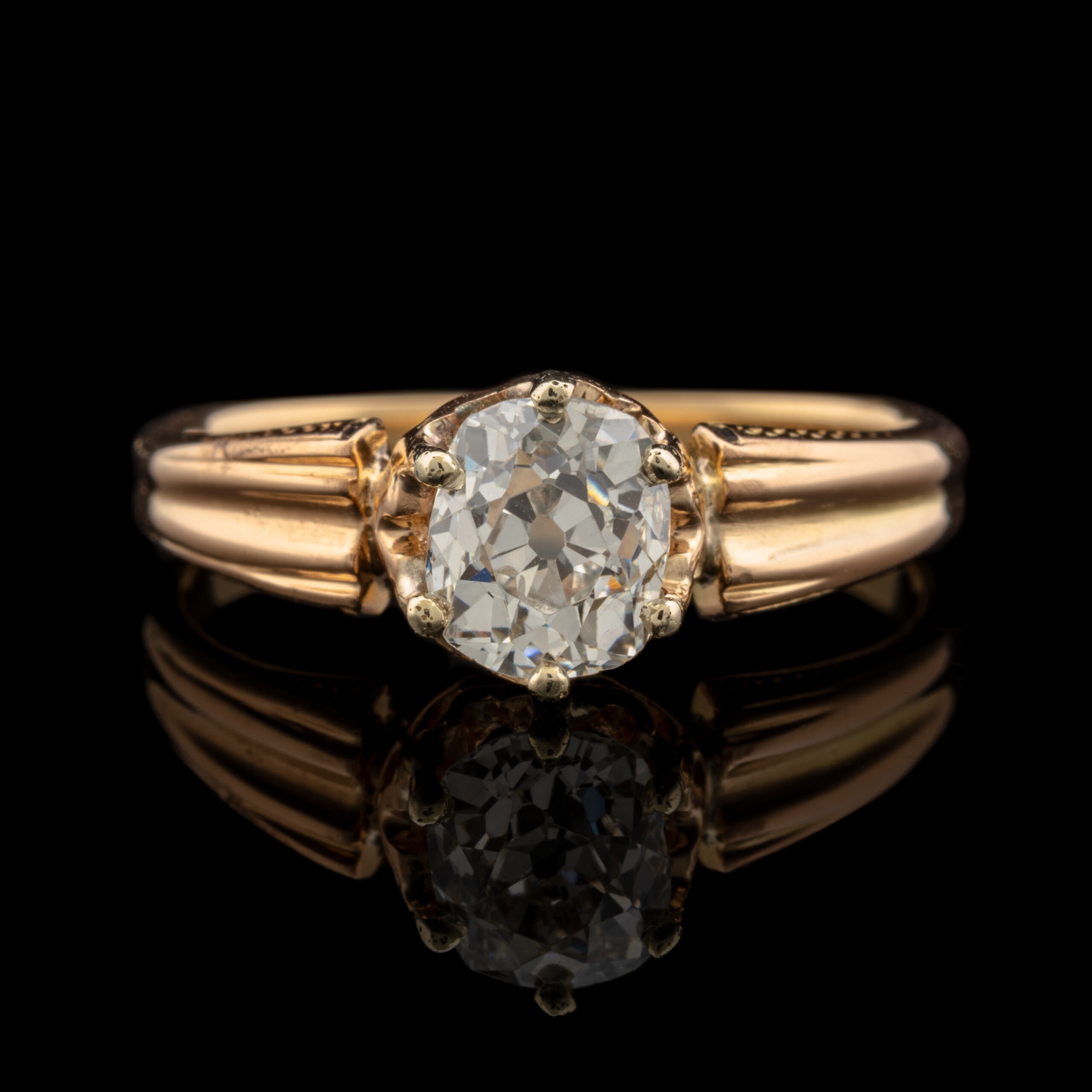 Antique 1.08 Carat Old Mine Cut Diamond Ring in 18K