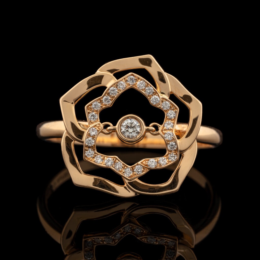 Piaget Vintage Open Rose Diamond Ring in 18K