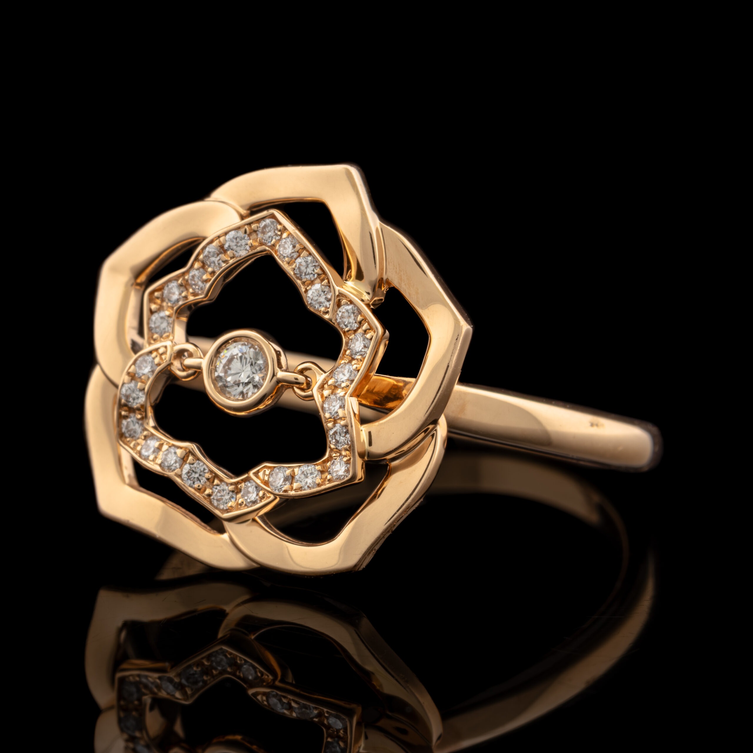 Piaget Vintage Open Rose Diamond Ring in 18K