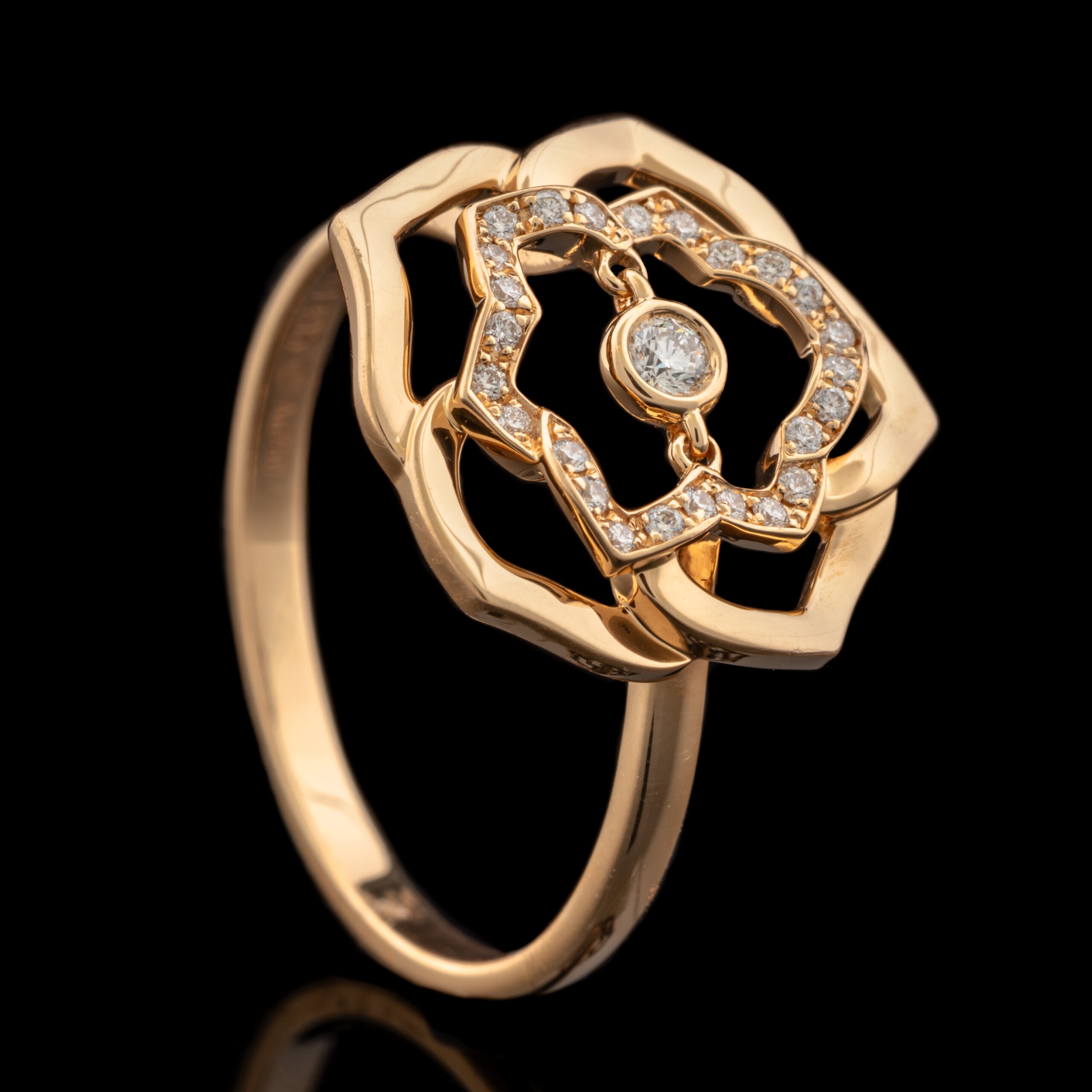 Piaget Vintage Open Rose Diamond Ring in 18K