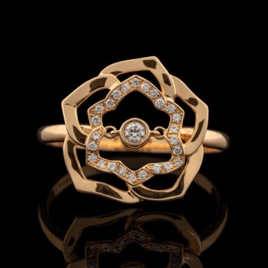 Piaget Vintage Open Rose Diamond Ring in 18K