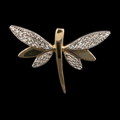Pre-Owned Dragonfly Pendant in 10K White & Yellow Gold