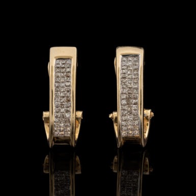 Pre-Owned J-Hoop Diamond Earrings in 14K