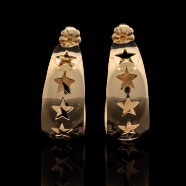 Pre-Owned Star Cut-Out Hoop Earrings in 14K
