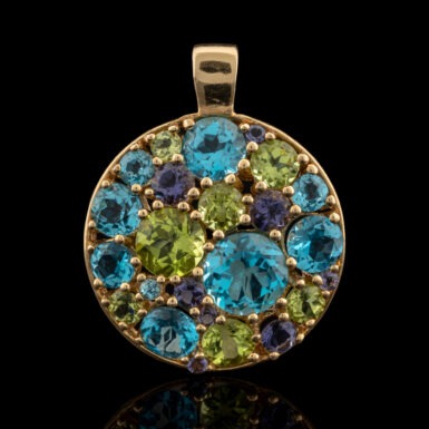 Pre-Owned Multi-Stone Round Pendant in 14K