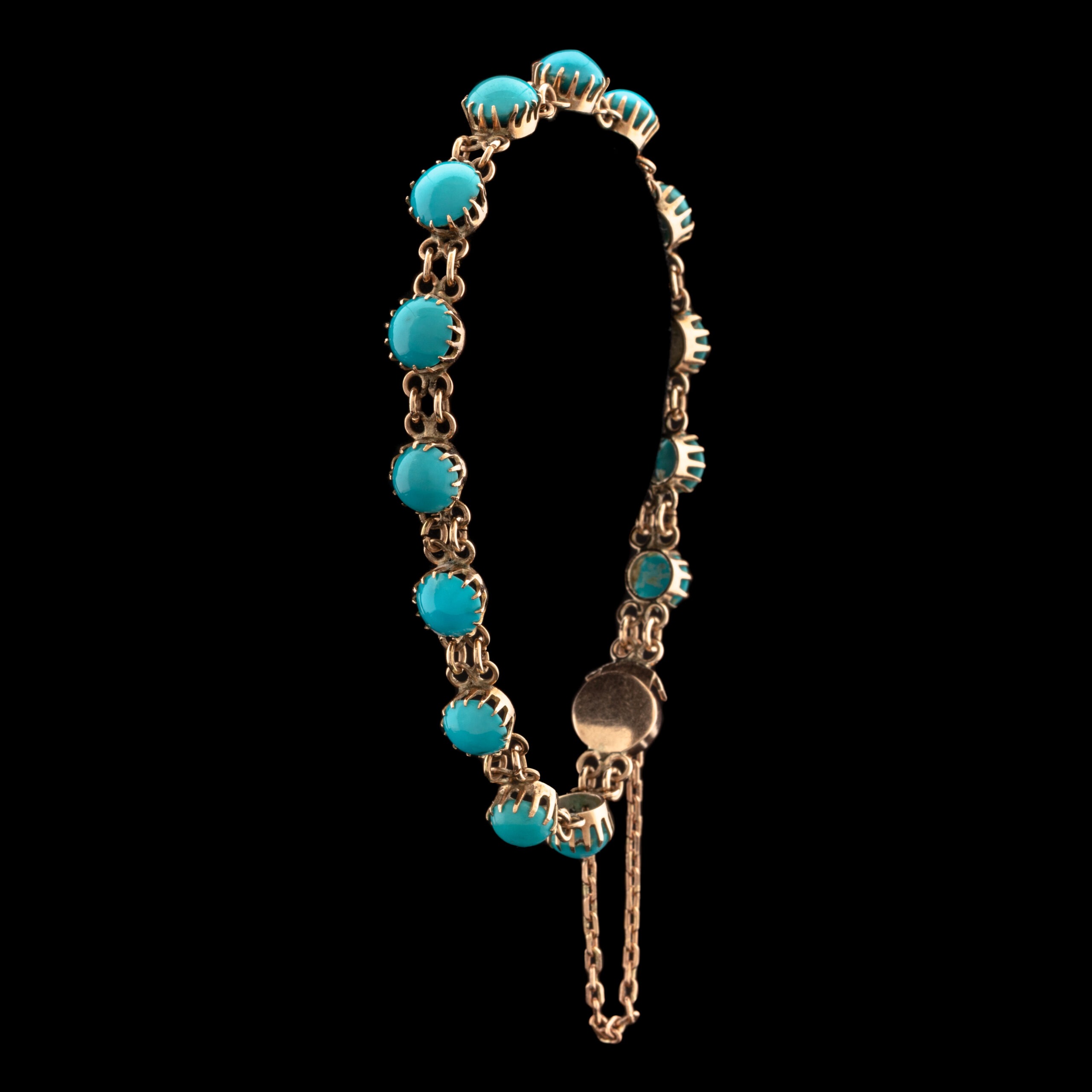 Vintage Turquoise Chain Bracelet in 10K