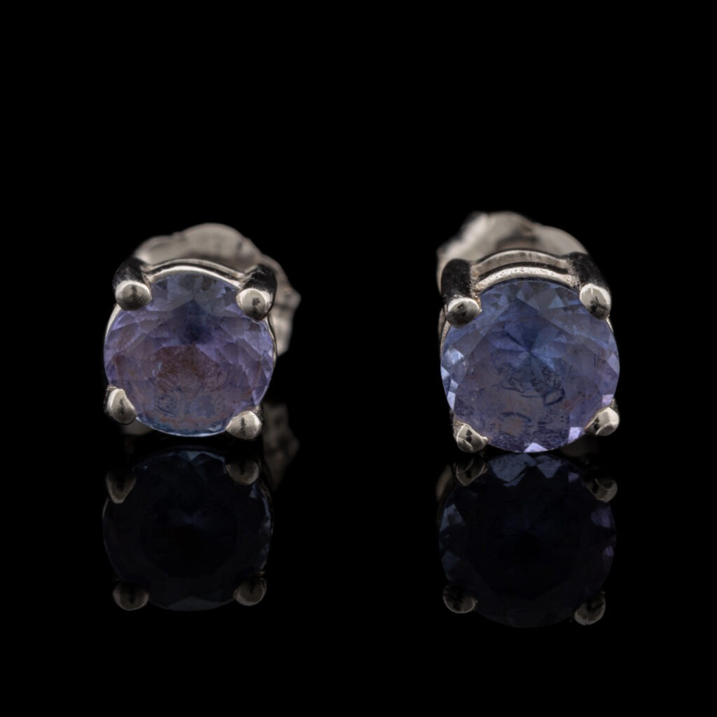 Pre-Owned Tanzanite Stud Earrings in 14K White Gold
