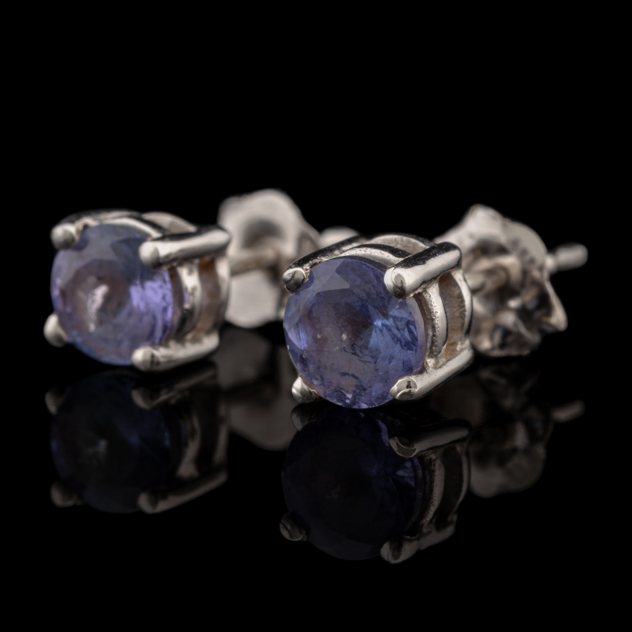 Pre-Owned Tanzanite Stud Earrings in 14K White Gold