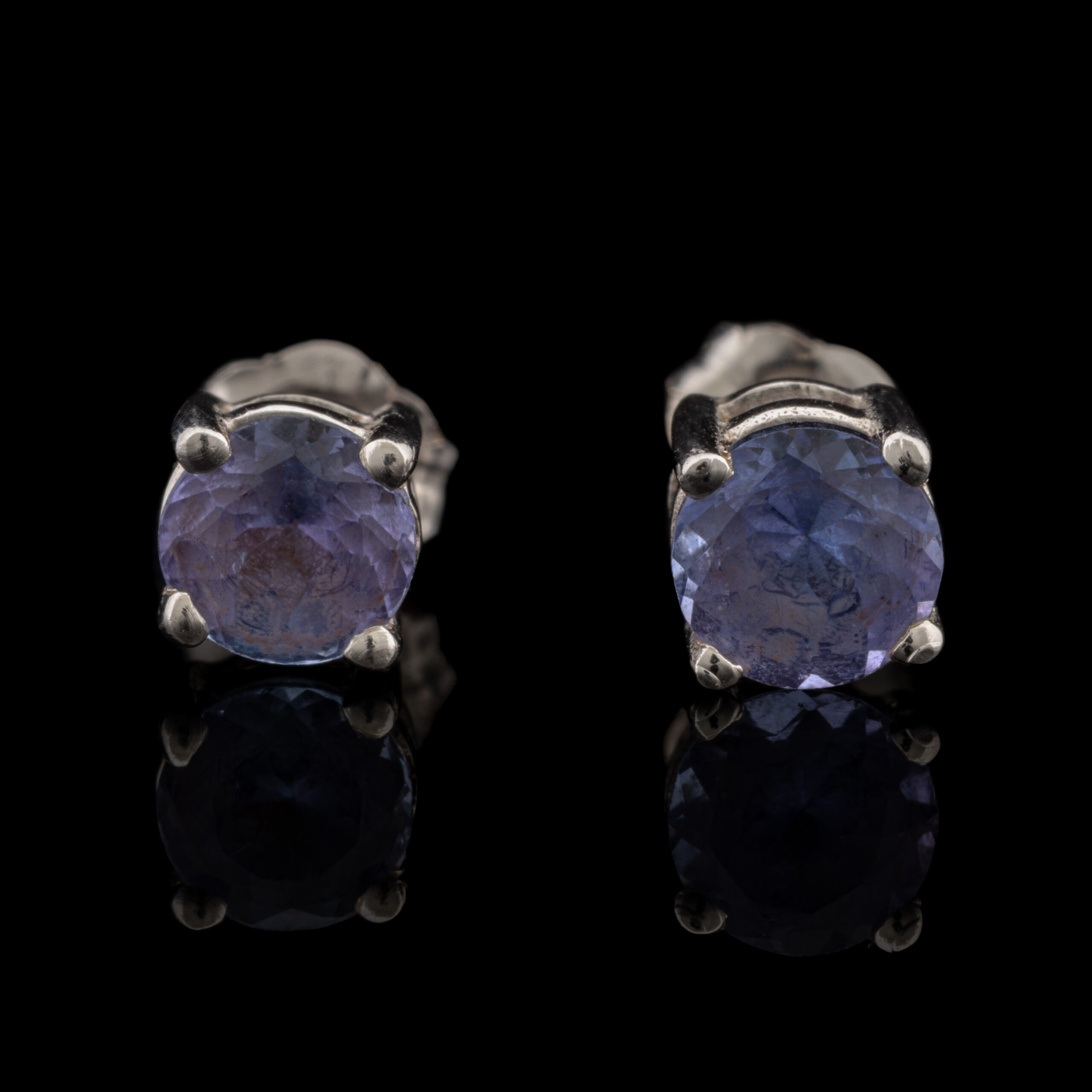 Pre-Owned Tanzanite Stud Earrings in 14K White Gold