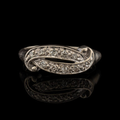 Pre-Owned Vintage Style Diamond Scroll Ring in 14K White Gold