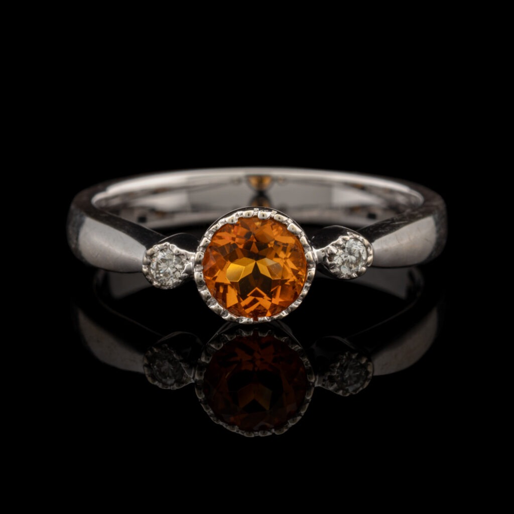 Pre-Owned Citrine & Diamond Ring in 18K White Gold