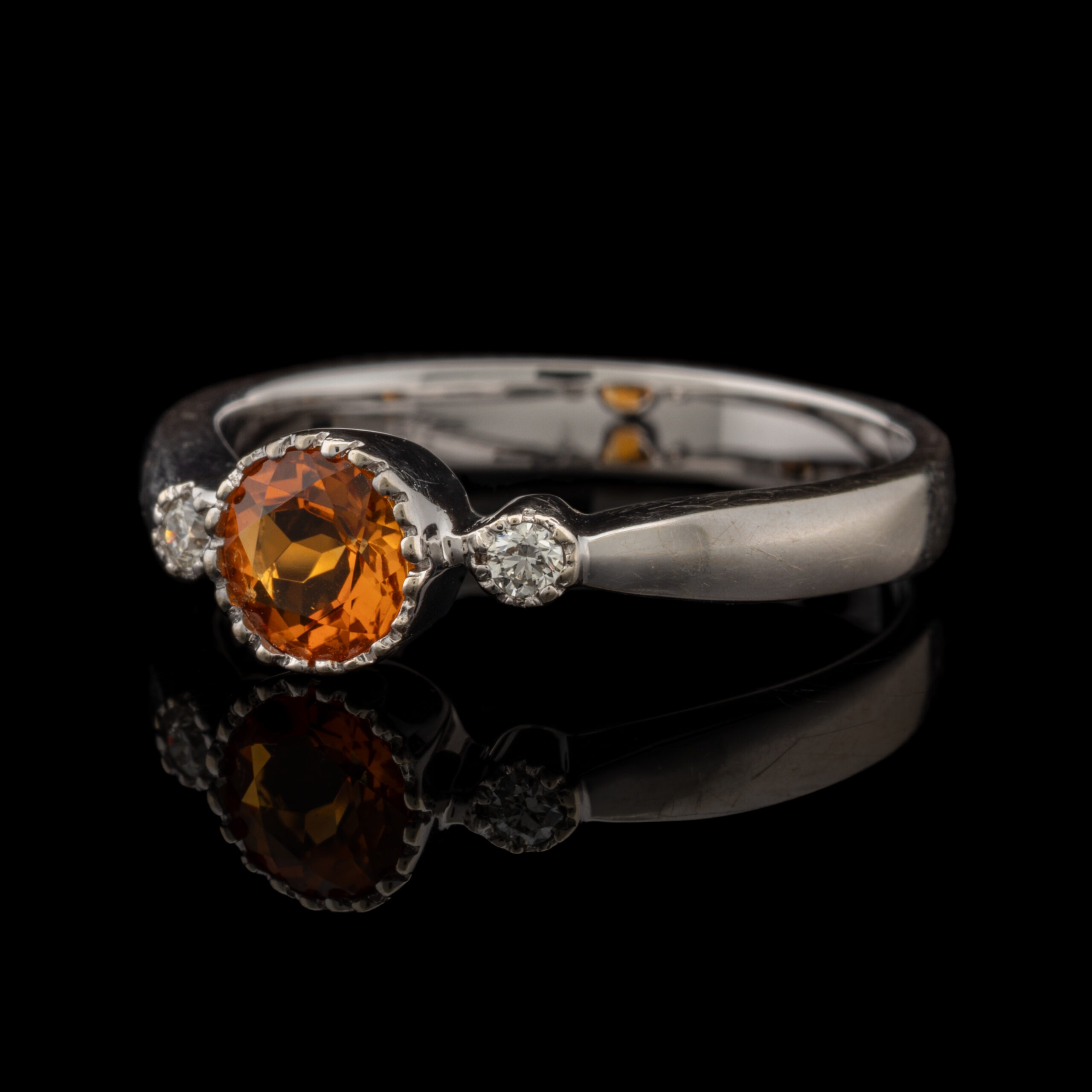 Pre-Owned Citrine & Diamond Ring in 18K White Gold