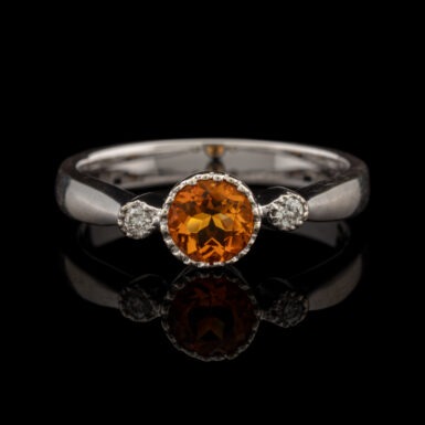 Pre-Owned Citrine & Diamond Ring in 18K White Gold