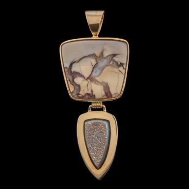 Pre-Owned Picture Agate & Quartz Pendant in 14K