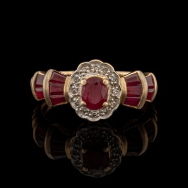 Pre-Owned Ruby & Diamond Halo Ring in 14K