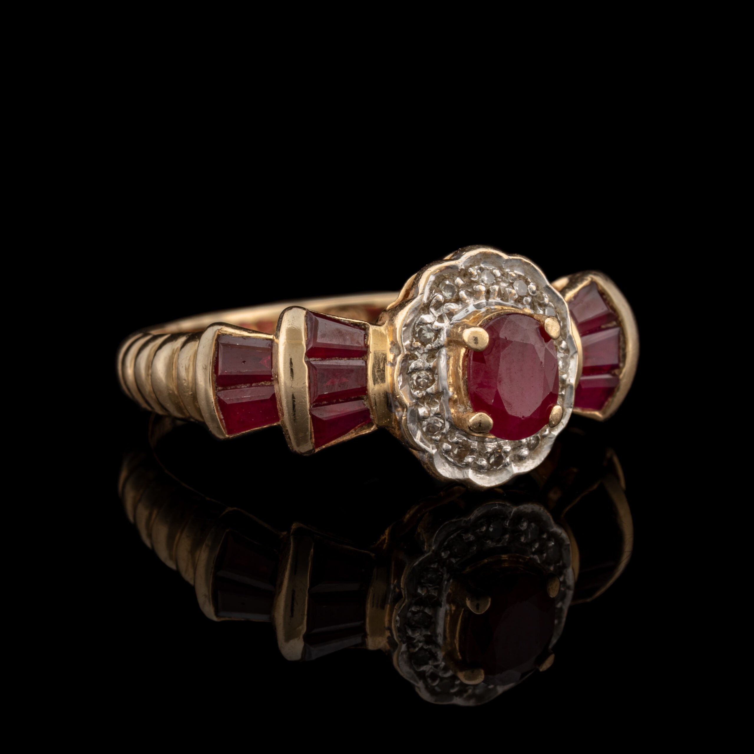 Pre-Owned Ruby & Diamond Halo Ring in 14K
