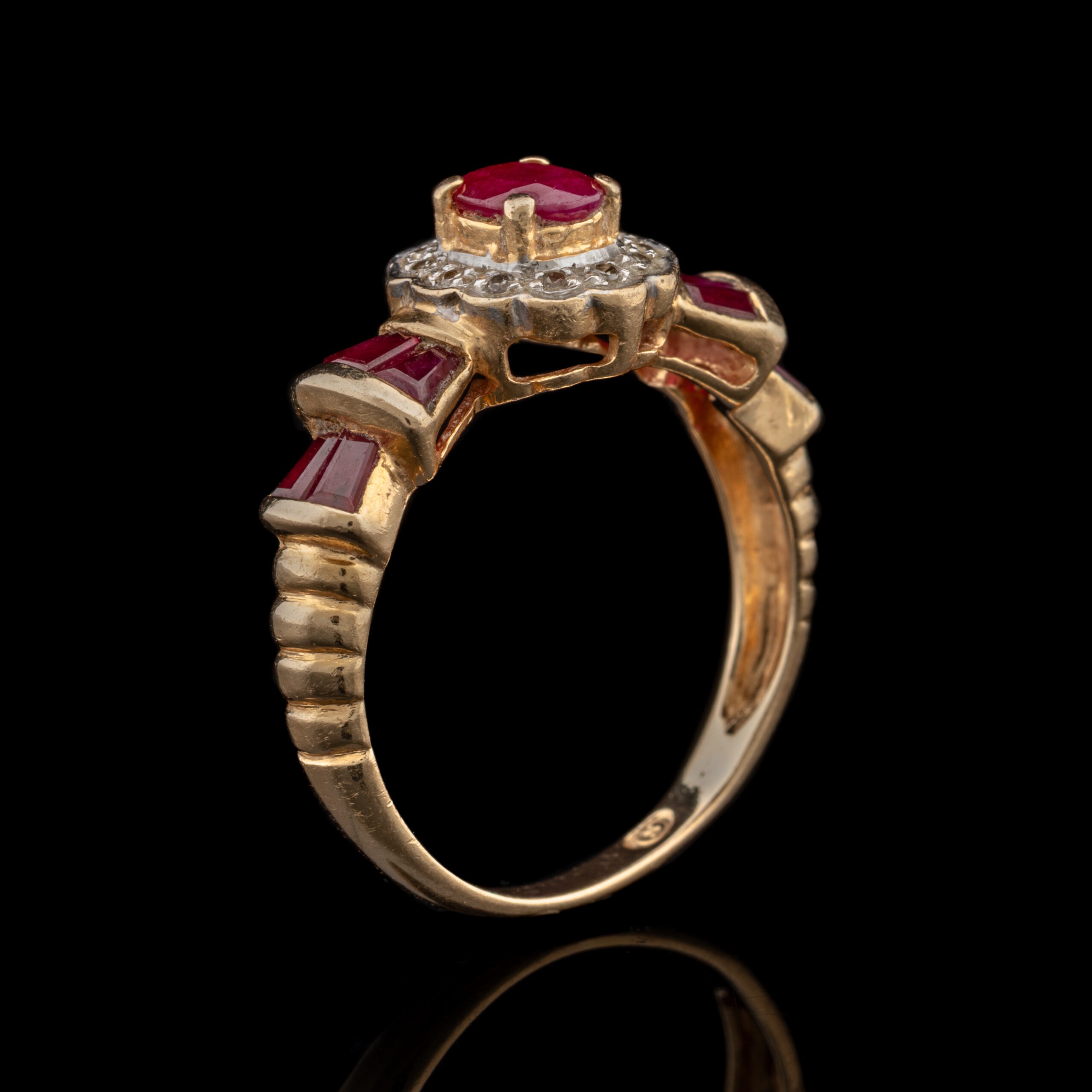 Pre-Owned Ruby & Diamond Halo Ring in 14K
