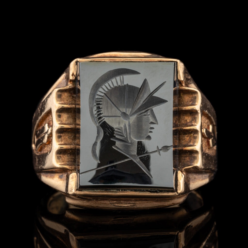 Vintage Intaglio Hematite Cameo Ring in 10K