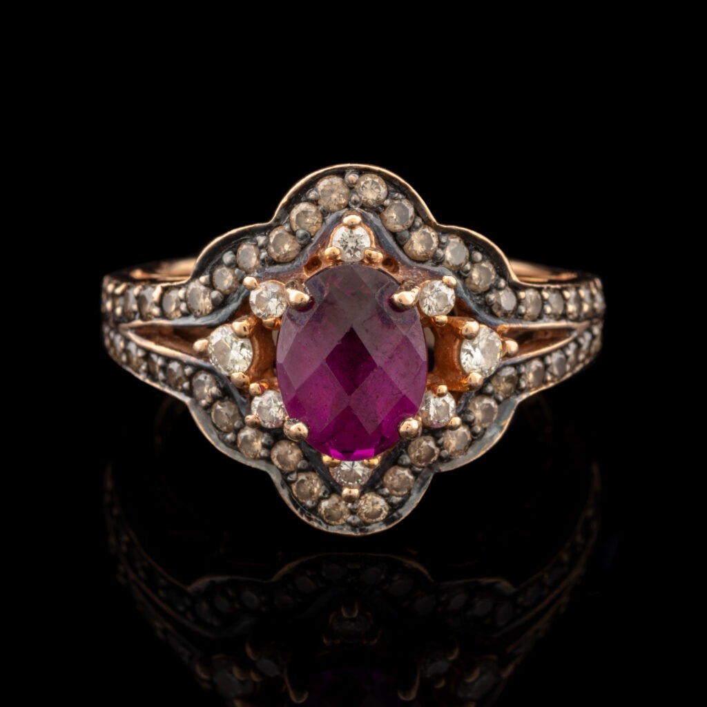 Pre-Owned LeVian Amethyst & Diamond Ring in 14K Rose Gold