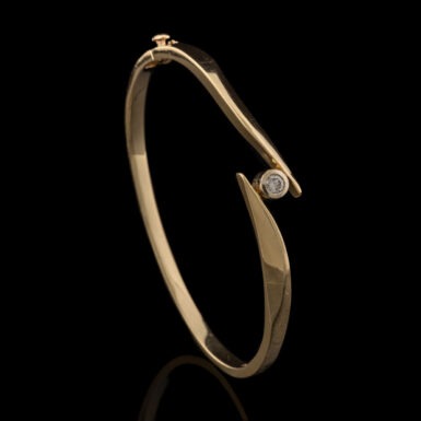 Pre-Owned Hinged Bypass Bangle with Diamond in 14K